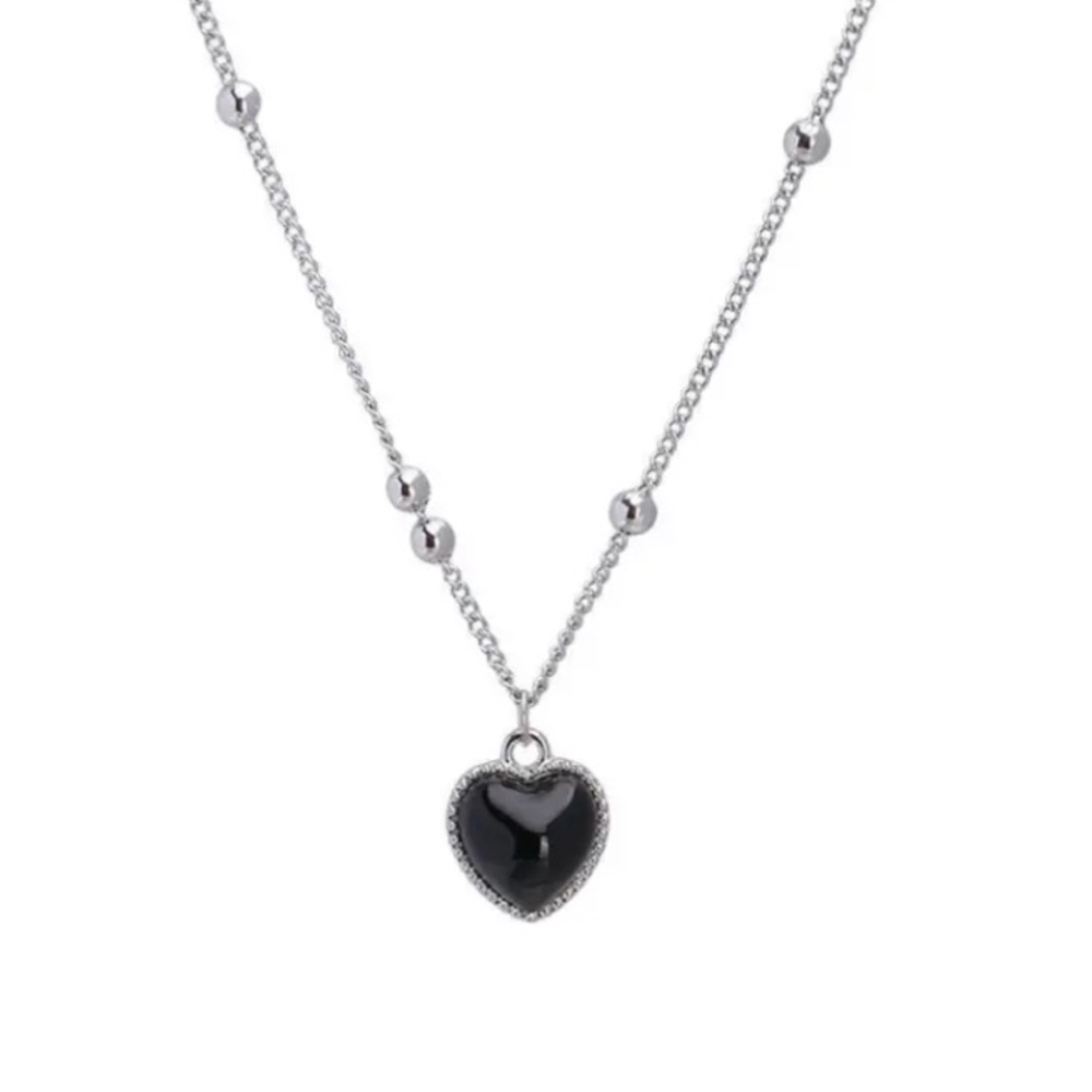 🆕Silver Plated Mood/Color Changing Heart Necklace-Beaded Necklace - Picture 2 of 7